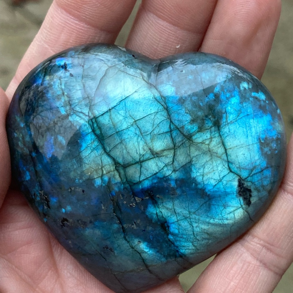 Final Sale! Gorgeous polish 2 to 3 inch labradorite hearts